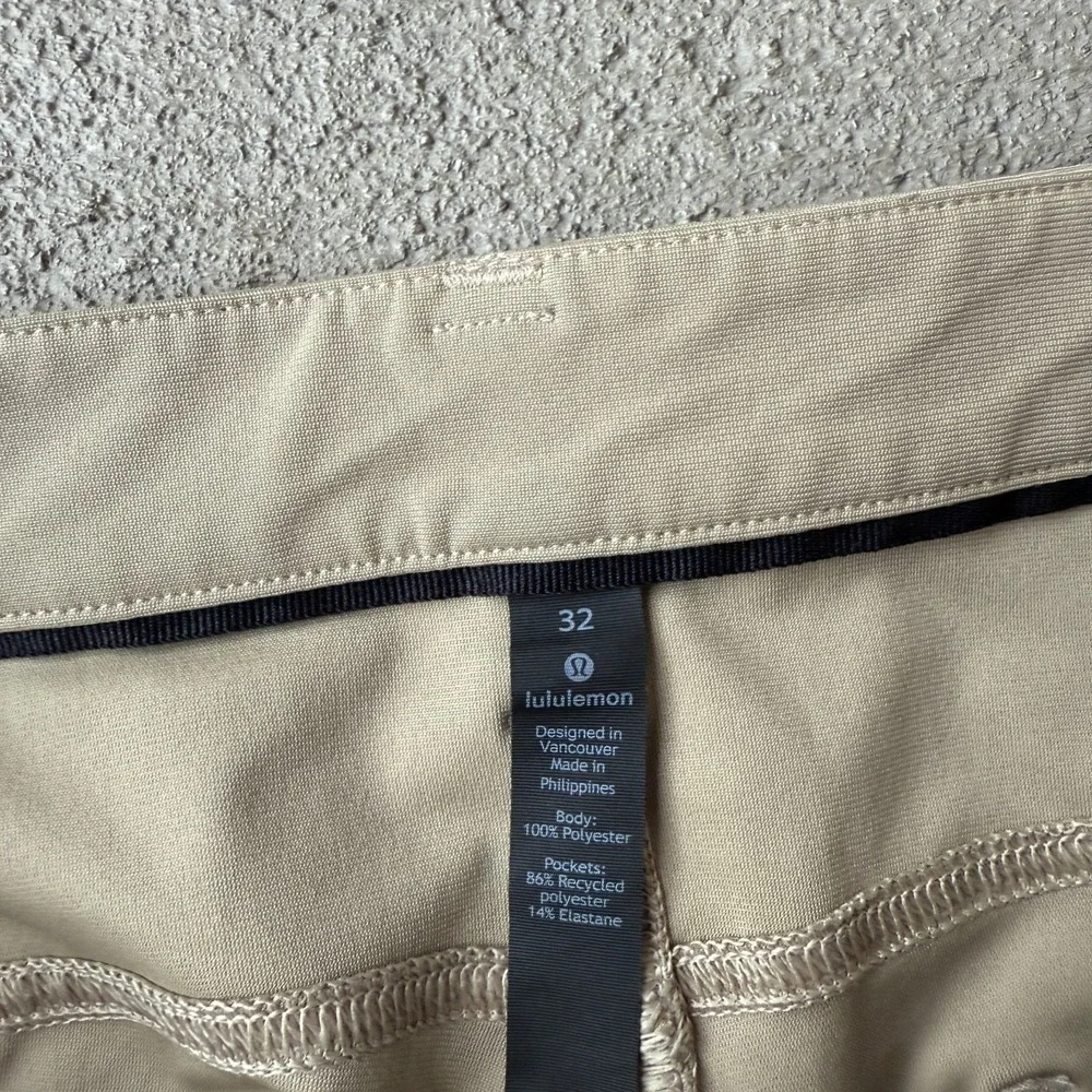 Lululemon ABC Mens Pants Beige Casual‎ Straight Leg 5 Pocket Stretch Size 32